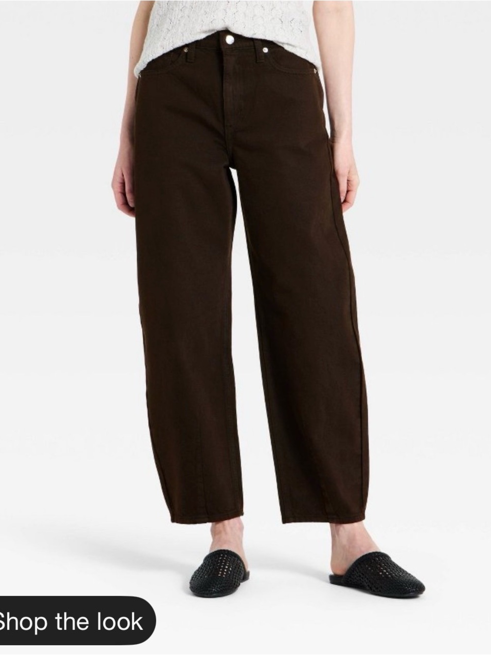 High-Rise Easy Barrel Jeans in Dark Brown